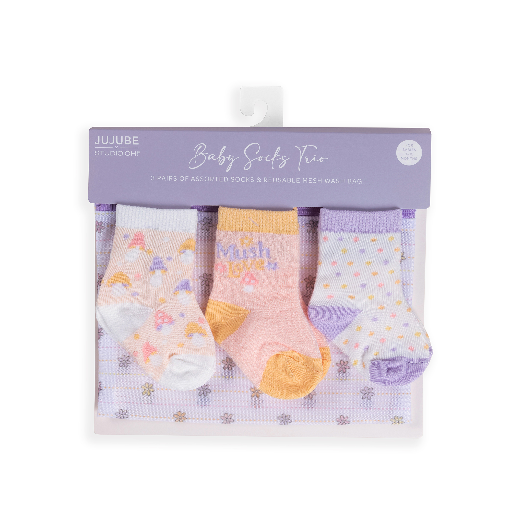 3-Pack Soft Durable Baby Socks Set - Mushy Love