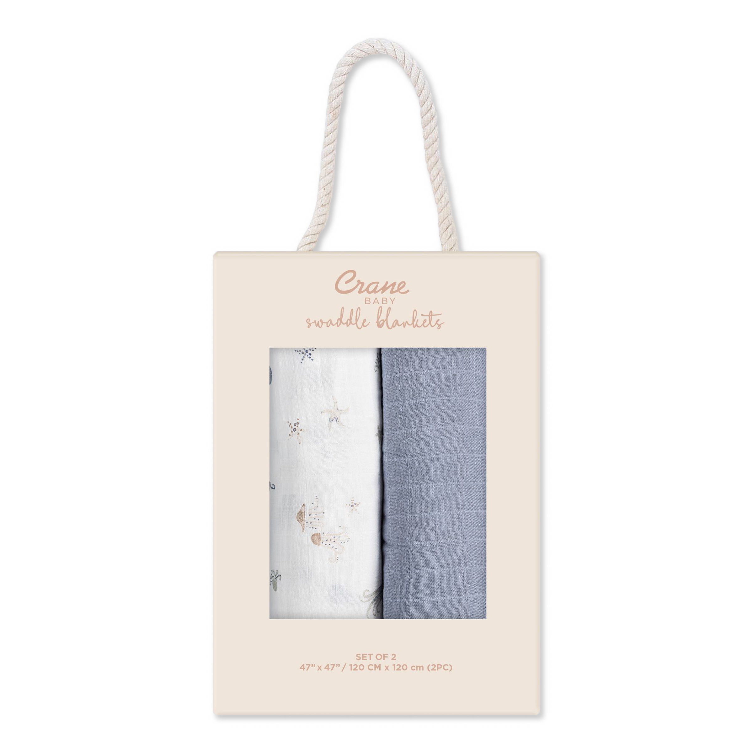 Crane Baby Cotton Muslin Swaddles (2 Pack) - Cove Sea Life.