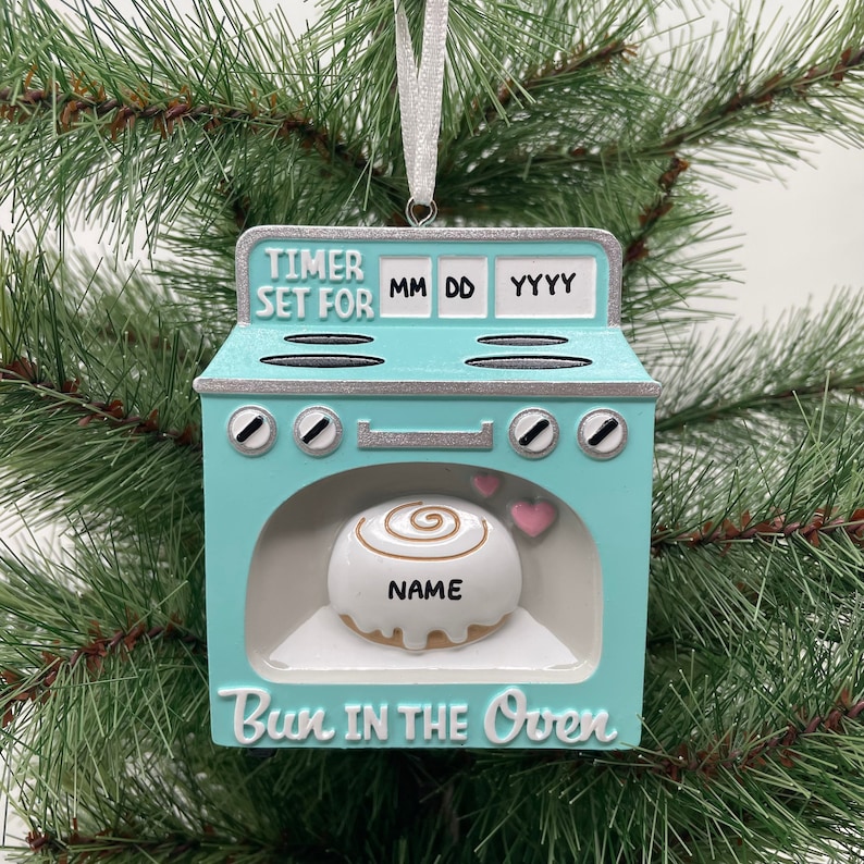 OrnamentHeaven Personalized Bun in the Oven Christmas Ornament.