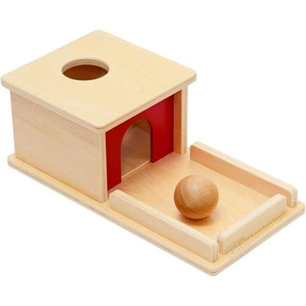 Elite Montessori Object Permanence Box with Tray and Ball.