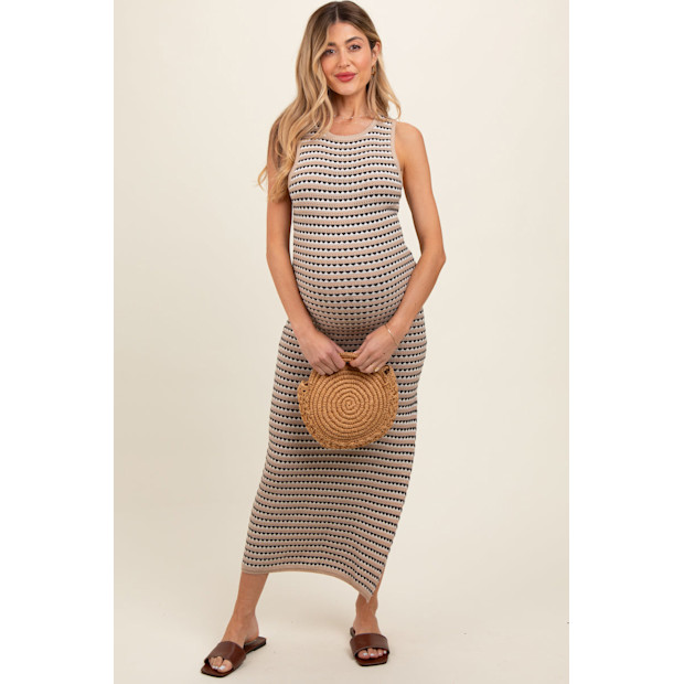 Pinkblush Maternity Knit Fitted Sleeveless Maternity Maxi Dress - $78.00.