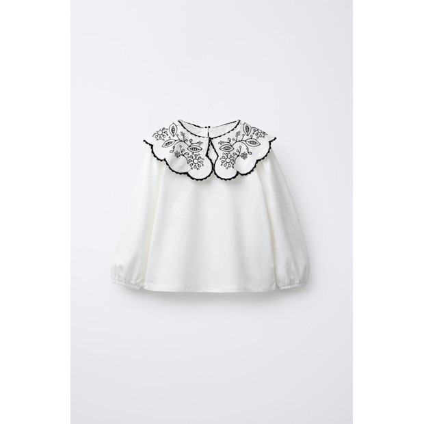 Embroidered Collar Top.
