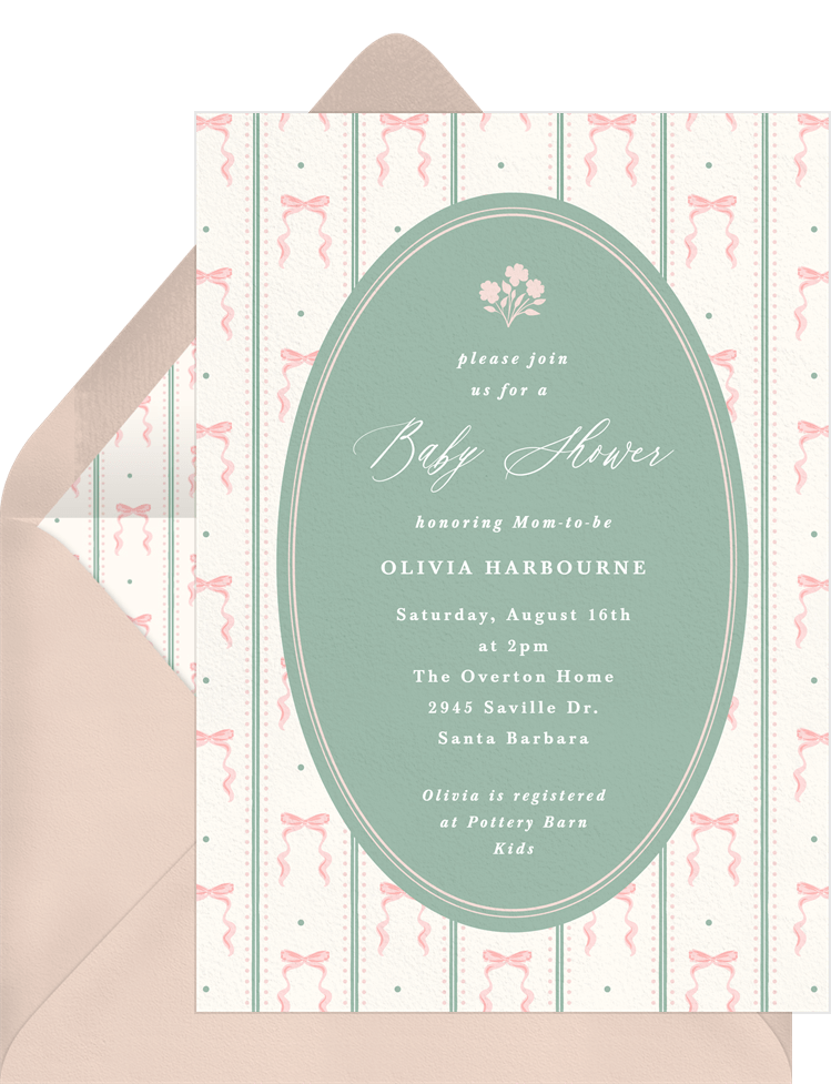 Bows and Bouquets Baby Shower Invitation.