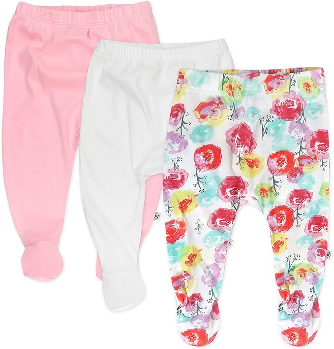 Honest Baby 3-Pack Footed Pull on Bottoms.