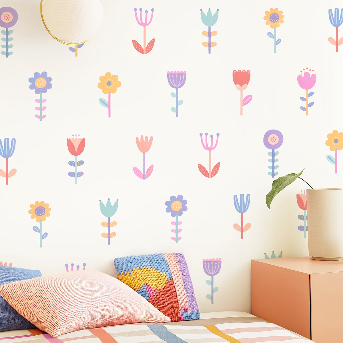 Flower Power Fabric Wall Decal Set.