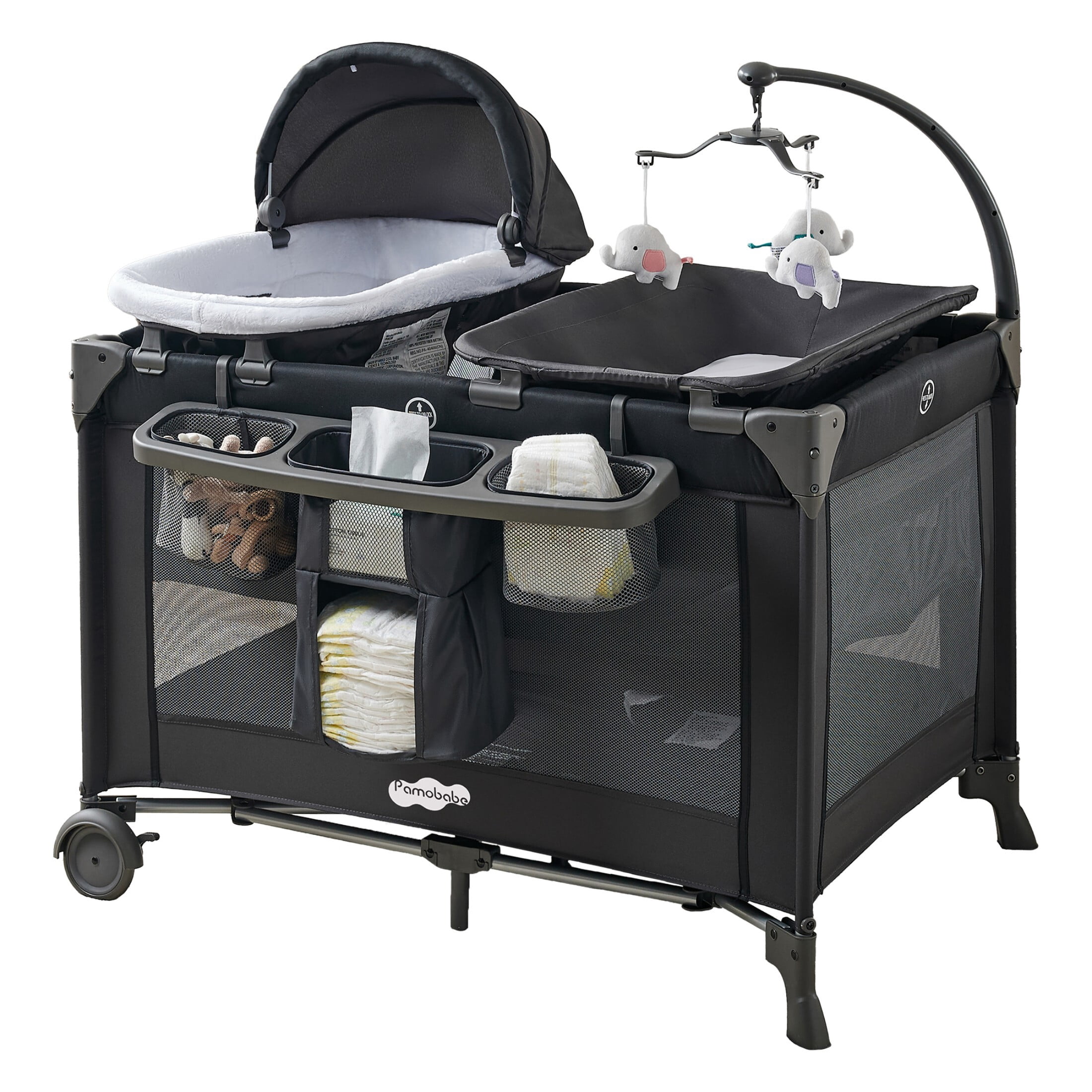 Pamo Babe Baby Bassinet Playpen Combo, Nursery Center, Play Yard with Changing Table - $105.99.
