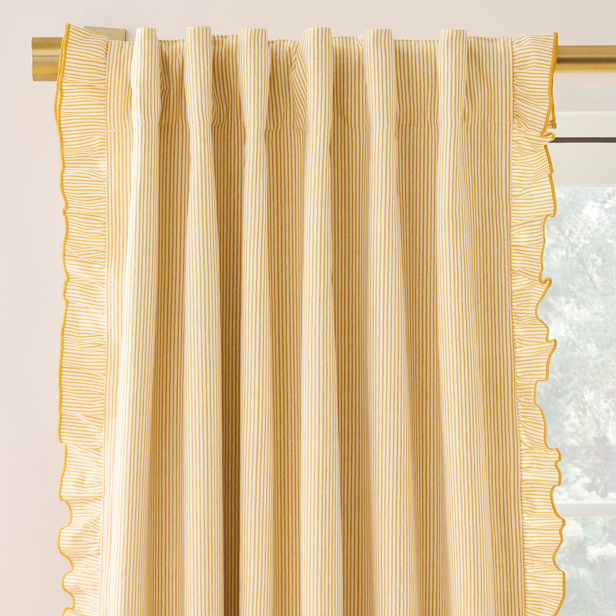 Pinstripe Ruffle Blackout Curtain.