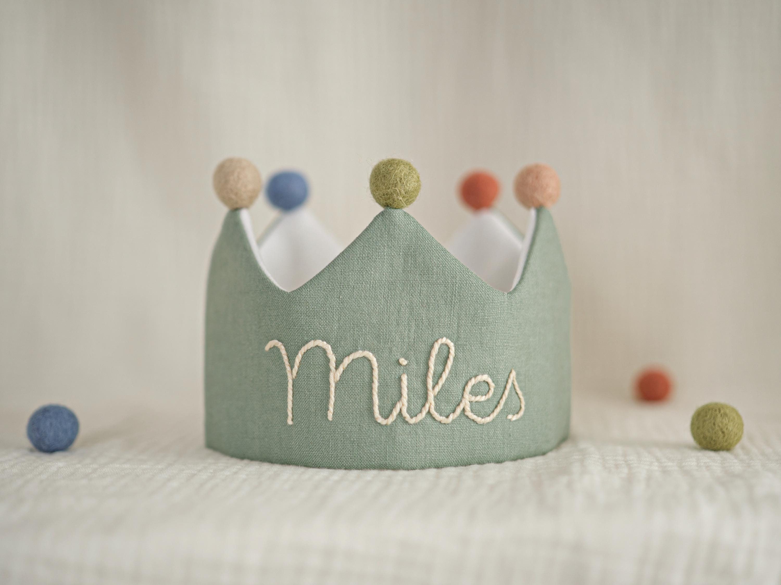 JoyfulAndDreamy Hand Embroidered Linen Crown.
