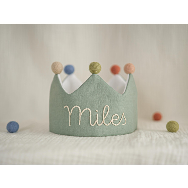 JoyfulAndDreamy Hand Embroidered Linen Crown.