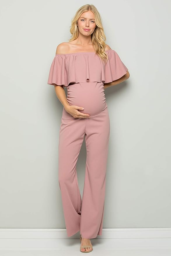 My Bump Maternity Off Shoulder Jumpsuit.