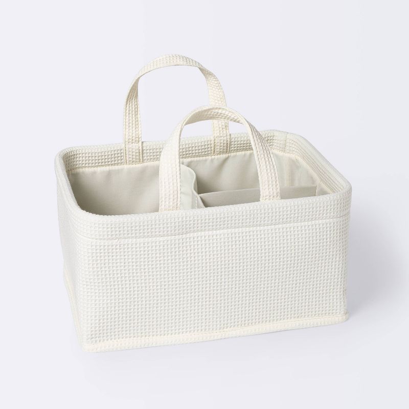 Cloud Island Waffle Weave Rectangular Diaper Caddy With Handles.