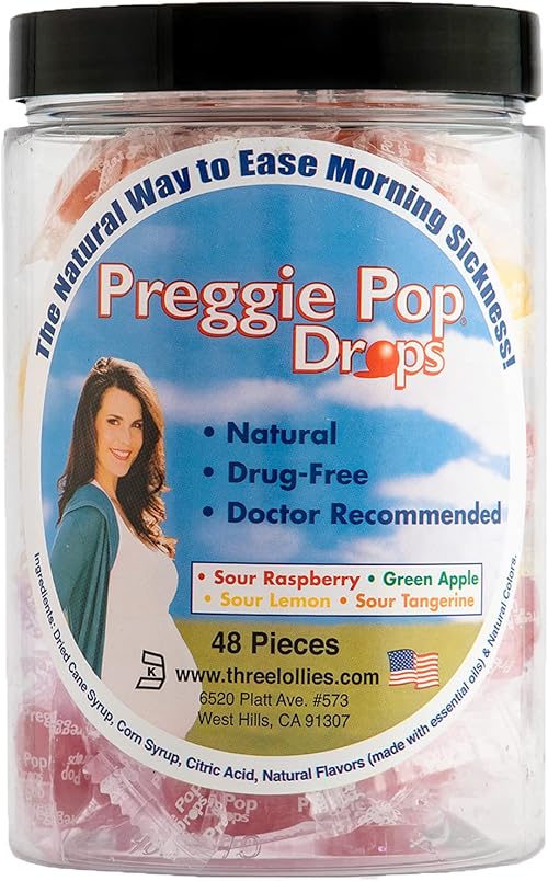 Preggie Pop Drops  Morning Sickness Relief for Pregnant Women, 48 Count.