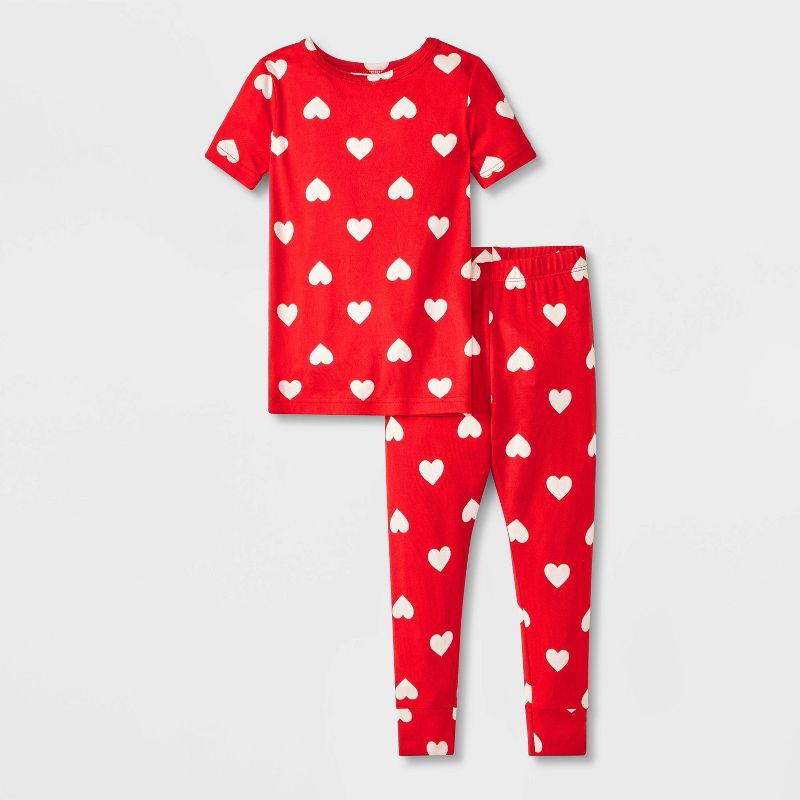Cat & Jack Toddler 2pc Valentine's Hearts Knit Pajama Set.