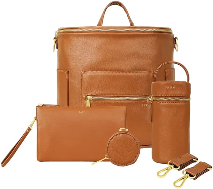 Fawn Design Vegan Leather Diaper Bag Bundle.