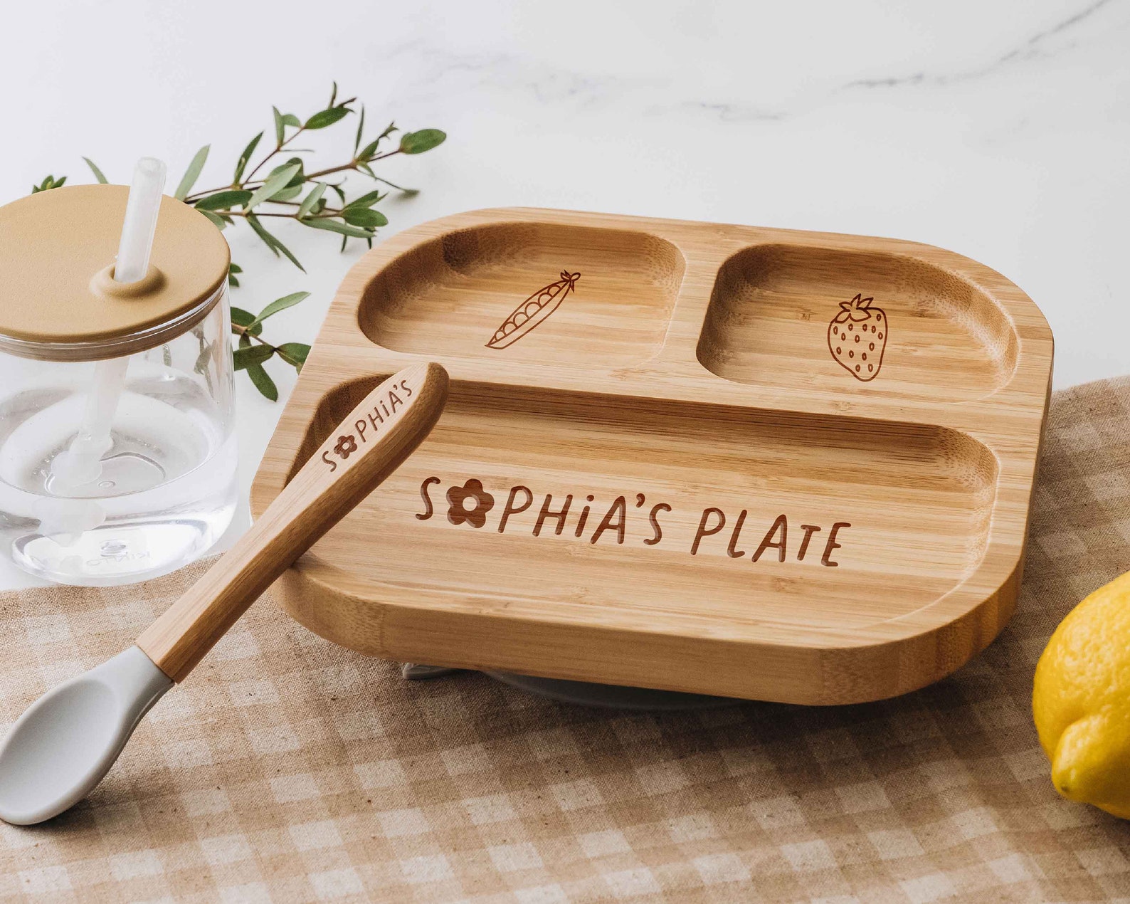 Baby Bamboo Plate with Spoon.