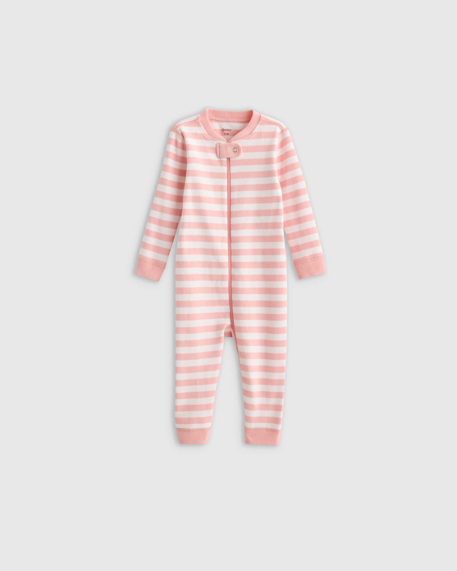Quince 100% Organic Cotton One Piece Pajama - Baby in Pink Stripe.