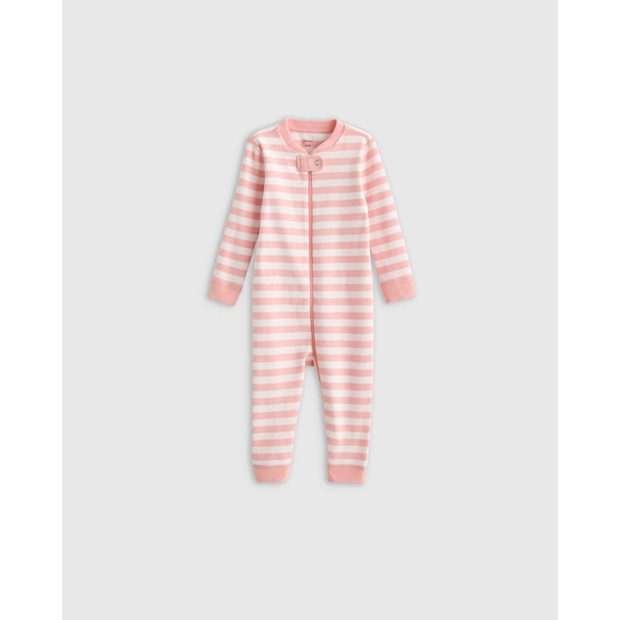 Quince 100% Organic Cotton One Piece Pajama - Baby in Pink Stripe.
