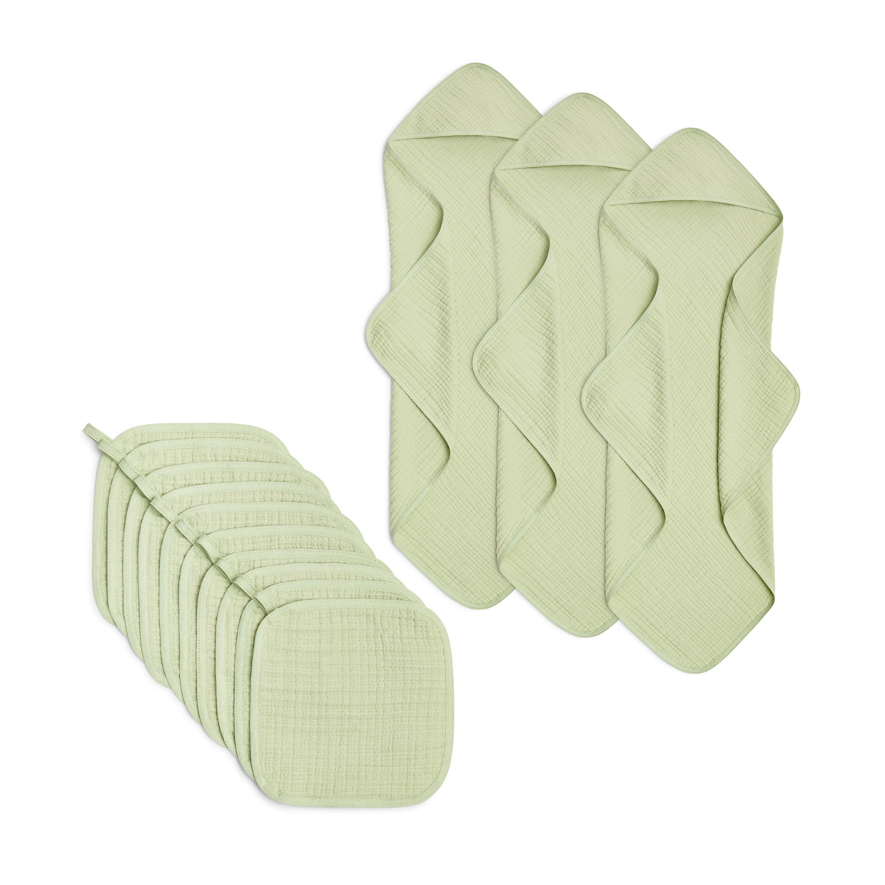 Small Story Organic Cotton Muslin Bath Set - Sage.