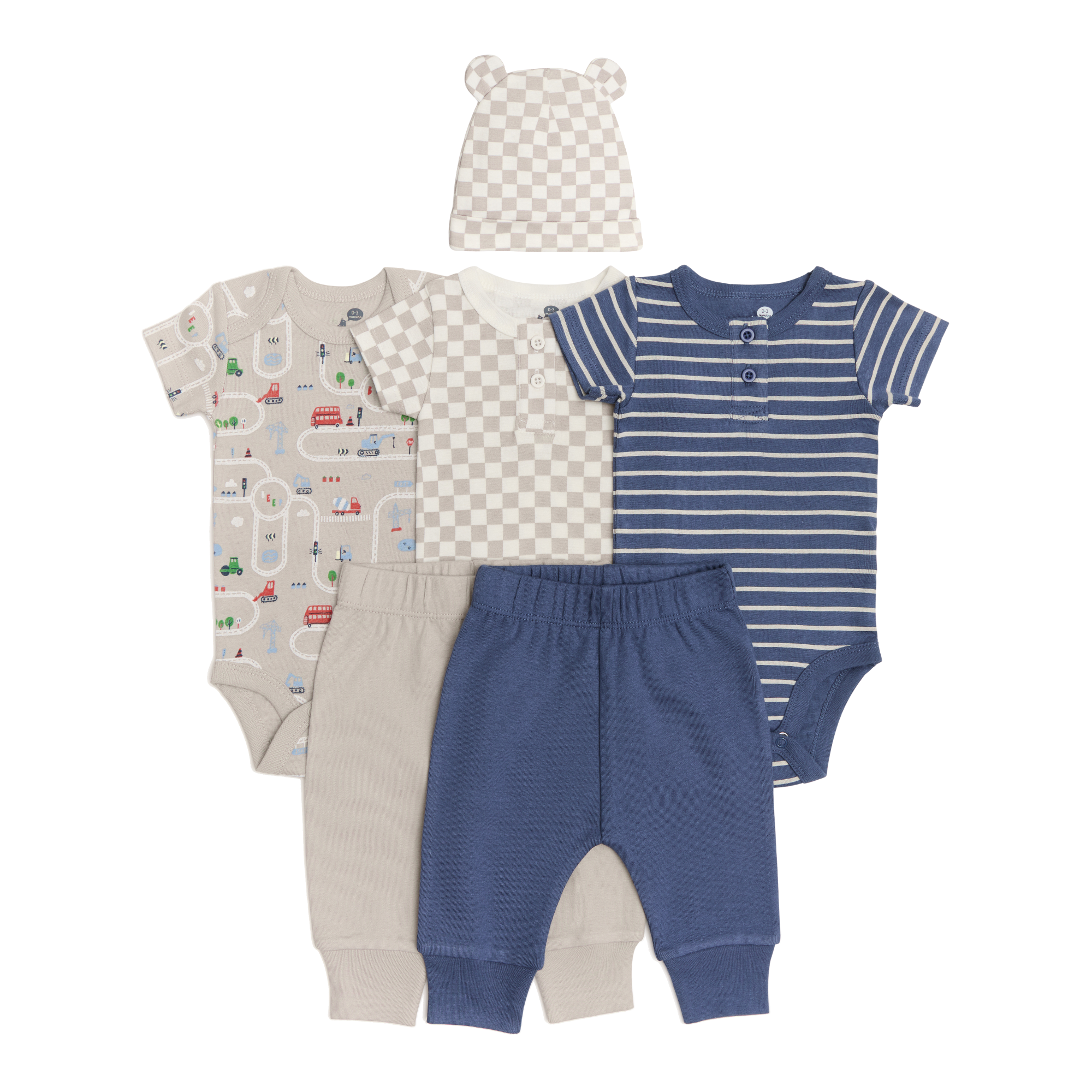 Small Story Organic Cotton Bodysuit, Pant & Hat Set (6 Piece).