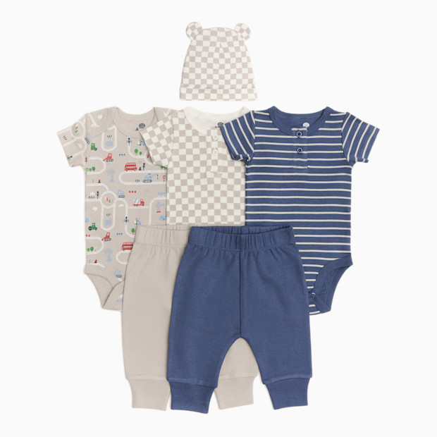 Small Story Organic Cotton Bodysuit, Pant & Hat Set (6 Piece).