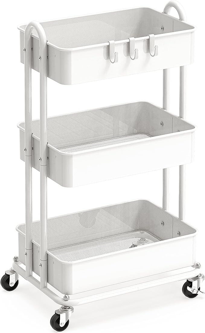 Simple Houseware Heavy Duty 3-Tier Metal Utility Rolling Cart - $36.97.