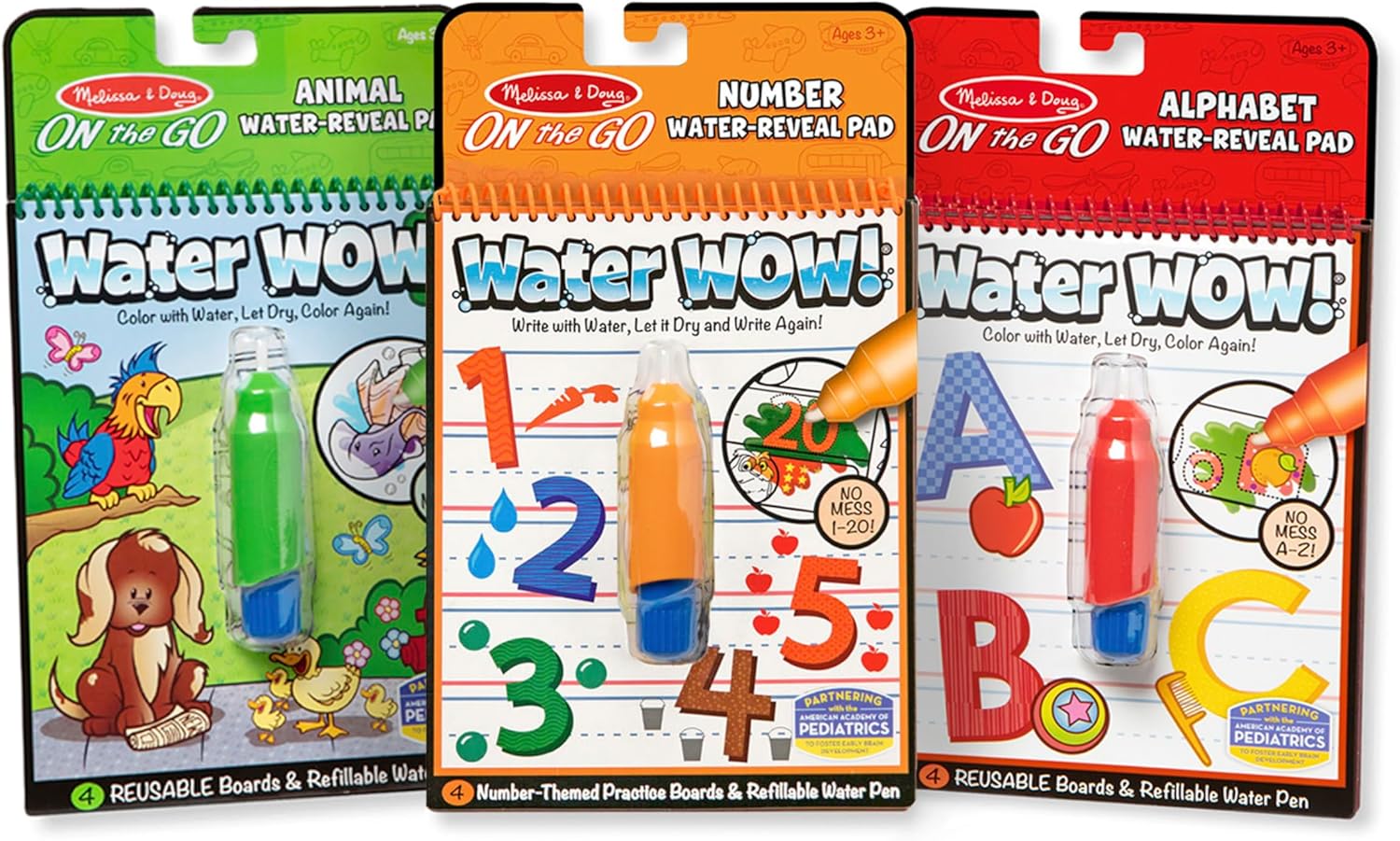 Melissa & Doug On the Go Water Wow! Reusable Water-Reveal Activity Pads.