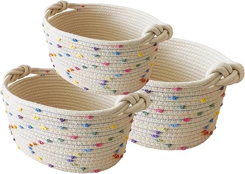 Esme L&H Small Woven Rope Storage Baskets for Organizing, Set of 3 .