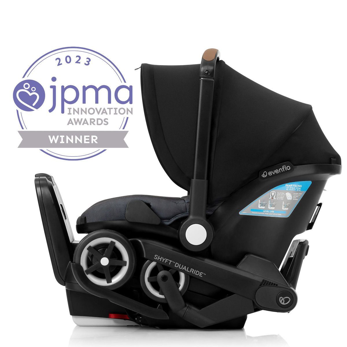 evenflo Shyft DualRide Infant Car Seat Stroller Combo with Carryall Storage.