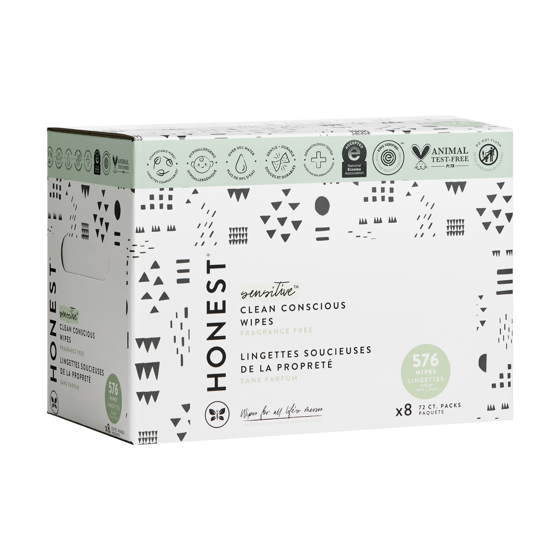 The Honest Company Baby Wipes - Pattern Play, 576 Count.