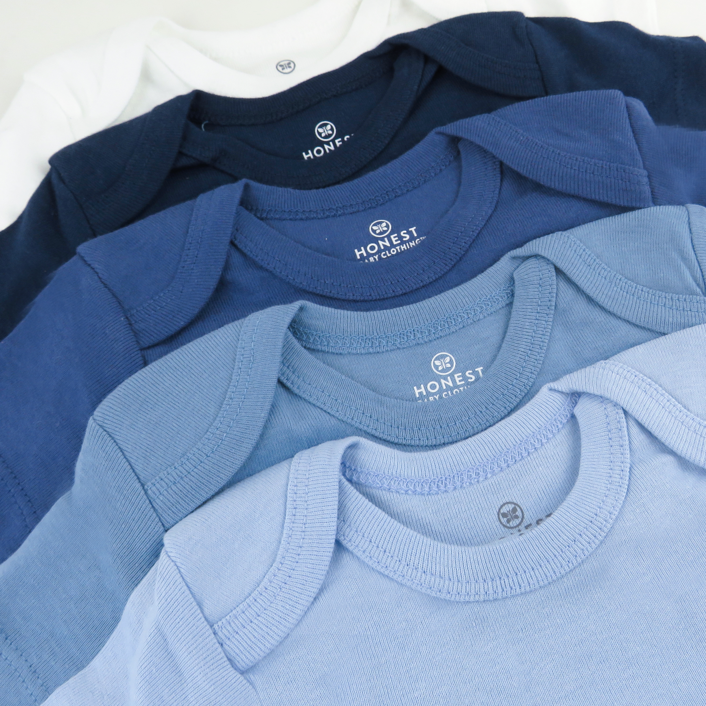 Honest Baby Clothing 5-Pack Organic Cotton Short Sleeve Bodysuits - Ombre Blues, 0-3 M, 5.