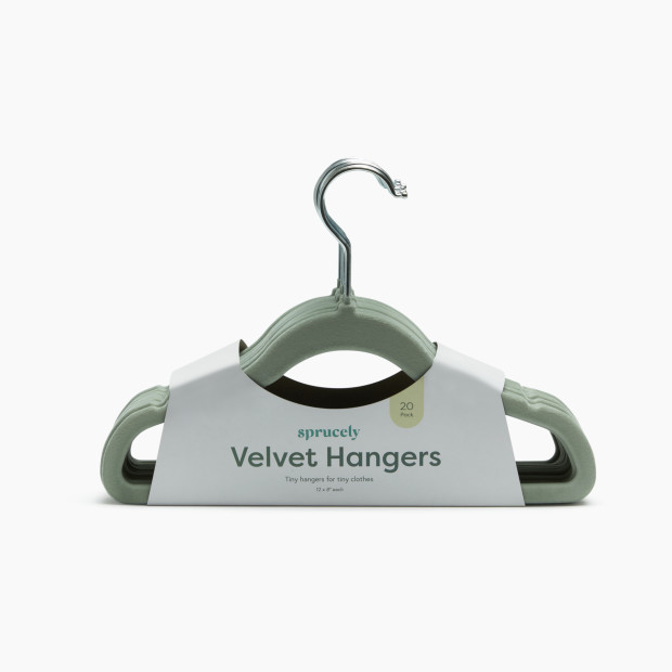 Sprucely Non-Slip Velvet Hangers - Sage, 20.