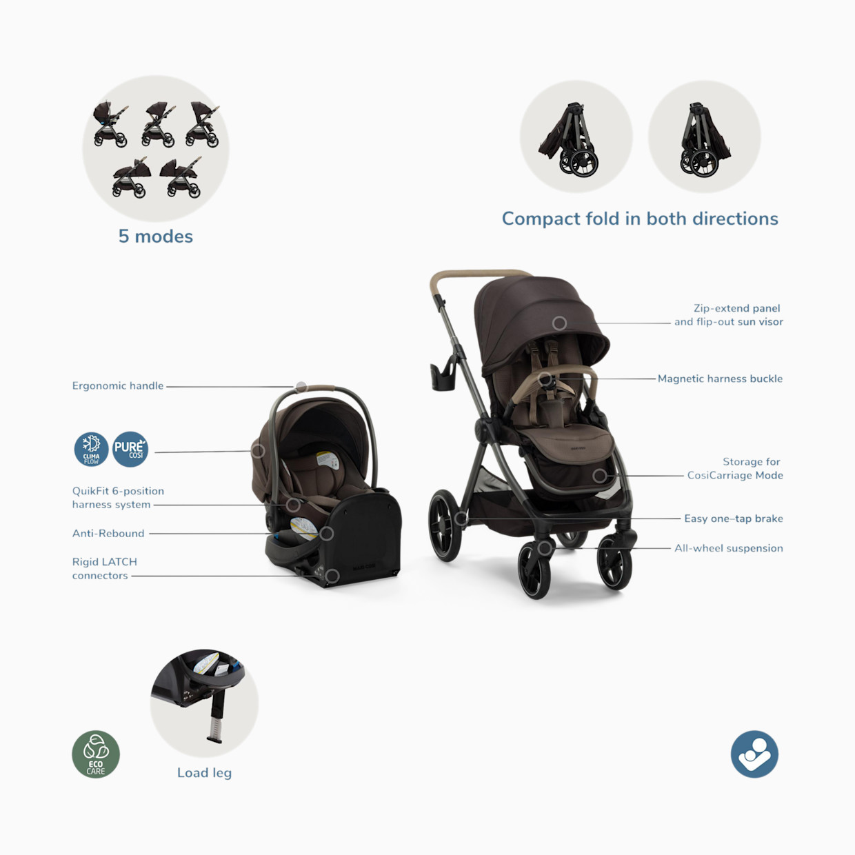 Maxi-Cosi Oxford Modular Travel System - French Roast.