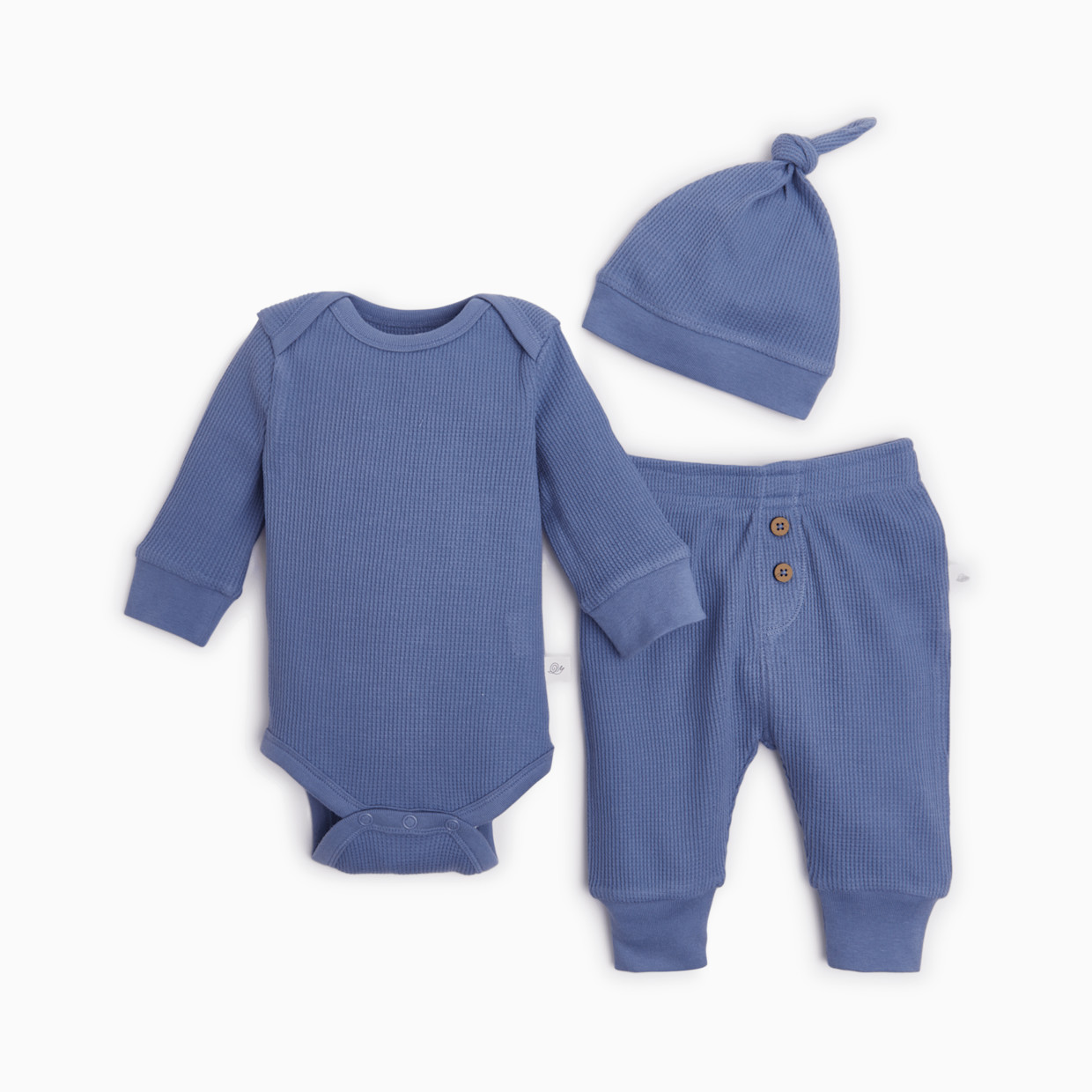 Tiny Kind 3 Piece Organic Waffle Set - Ocean, 0-3 M.