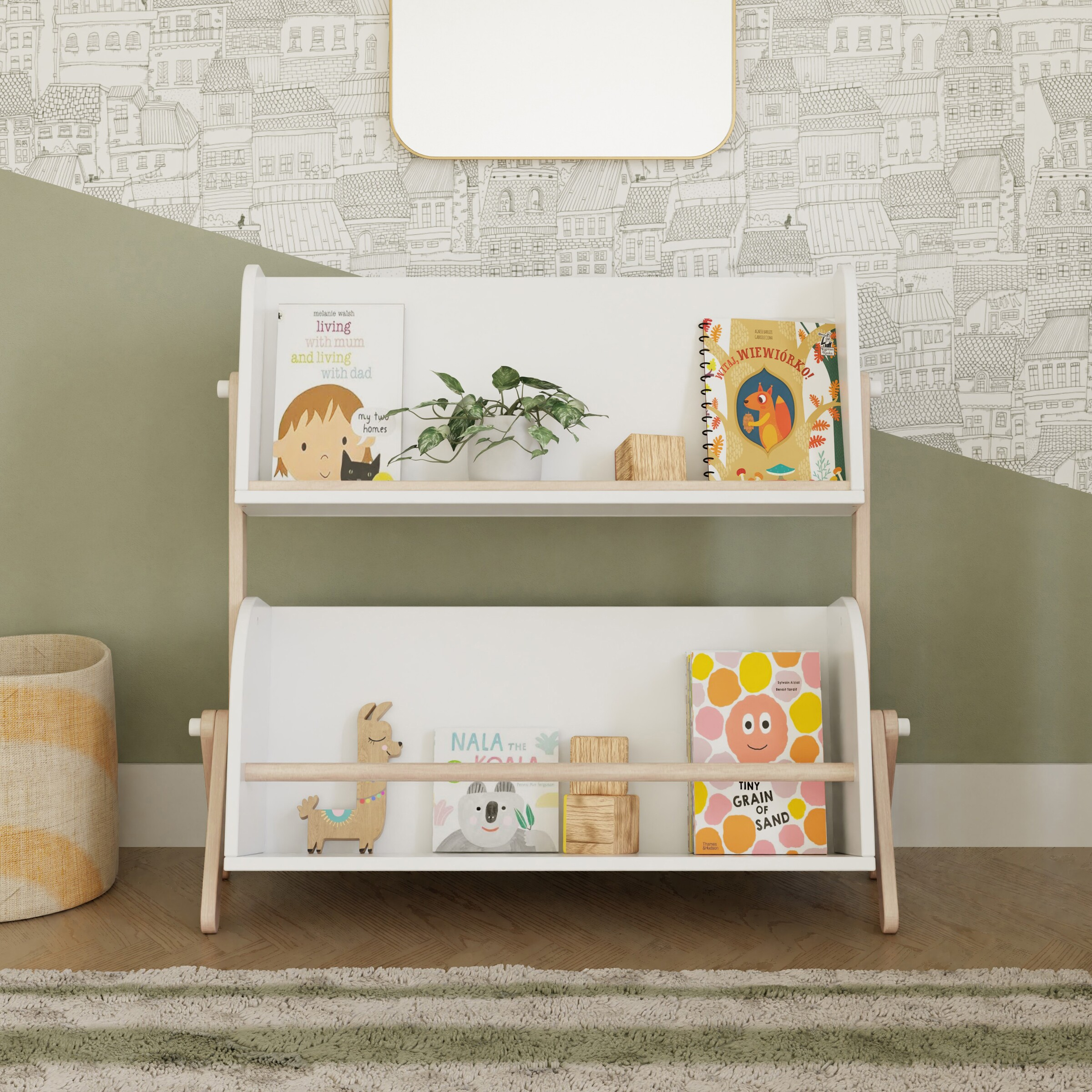 babyletto Tally Storage and Bookshelf - White/Washed Natural.