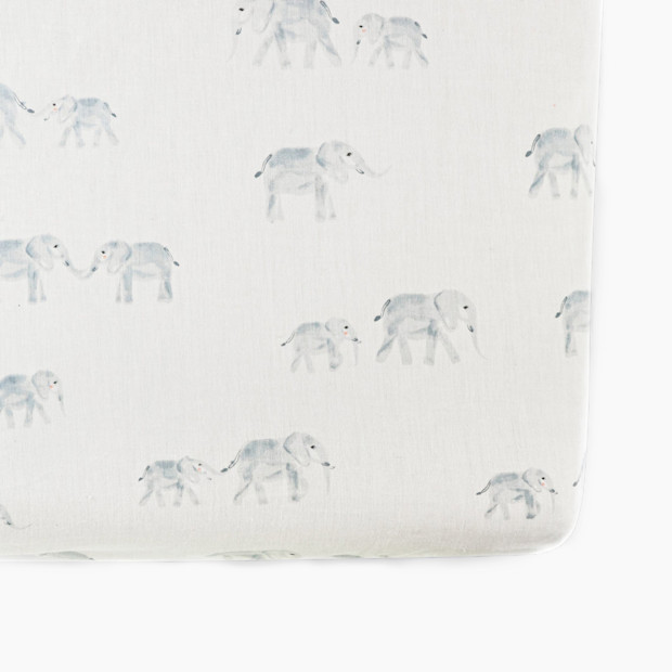 Pehr Brushed Organic Cotton Crib Sheet - Follow Me Elephant.