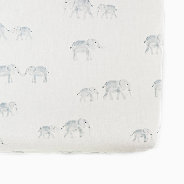 Pehr Brushed Organic Cotton Crib Sheet - Follow Me Elephant.