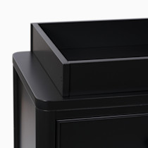 Close-up of changing topper sitting on dresser