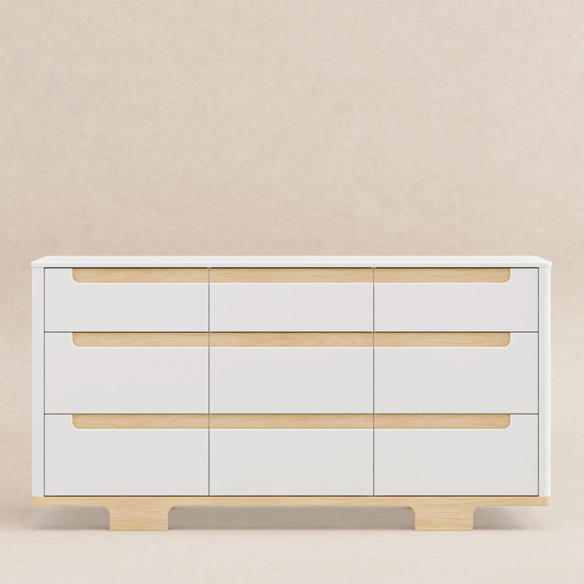babyletto Yuzu 9-Drawer Assembled Dresser - White / Natural.