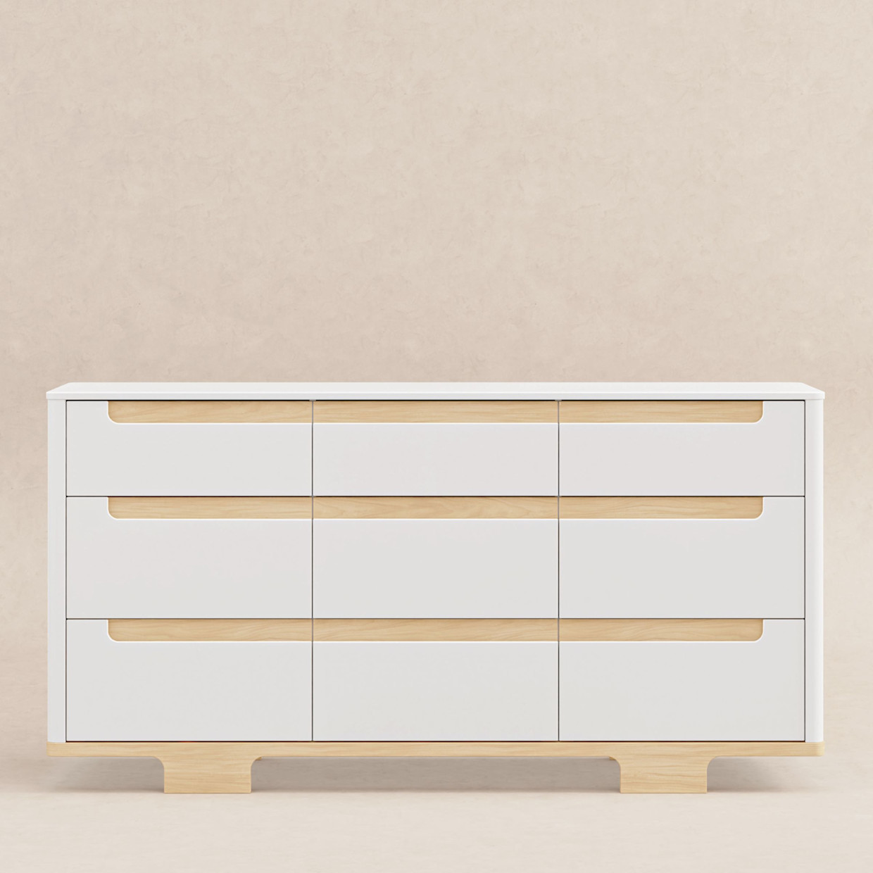 babyletto Yuzu 9-Drawer Assembled Dresser - White / Natural.