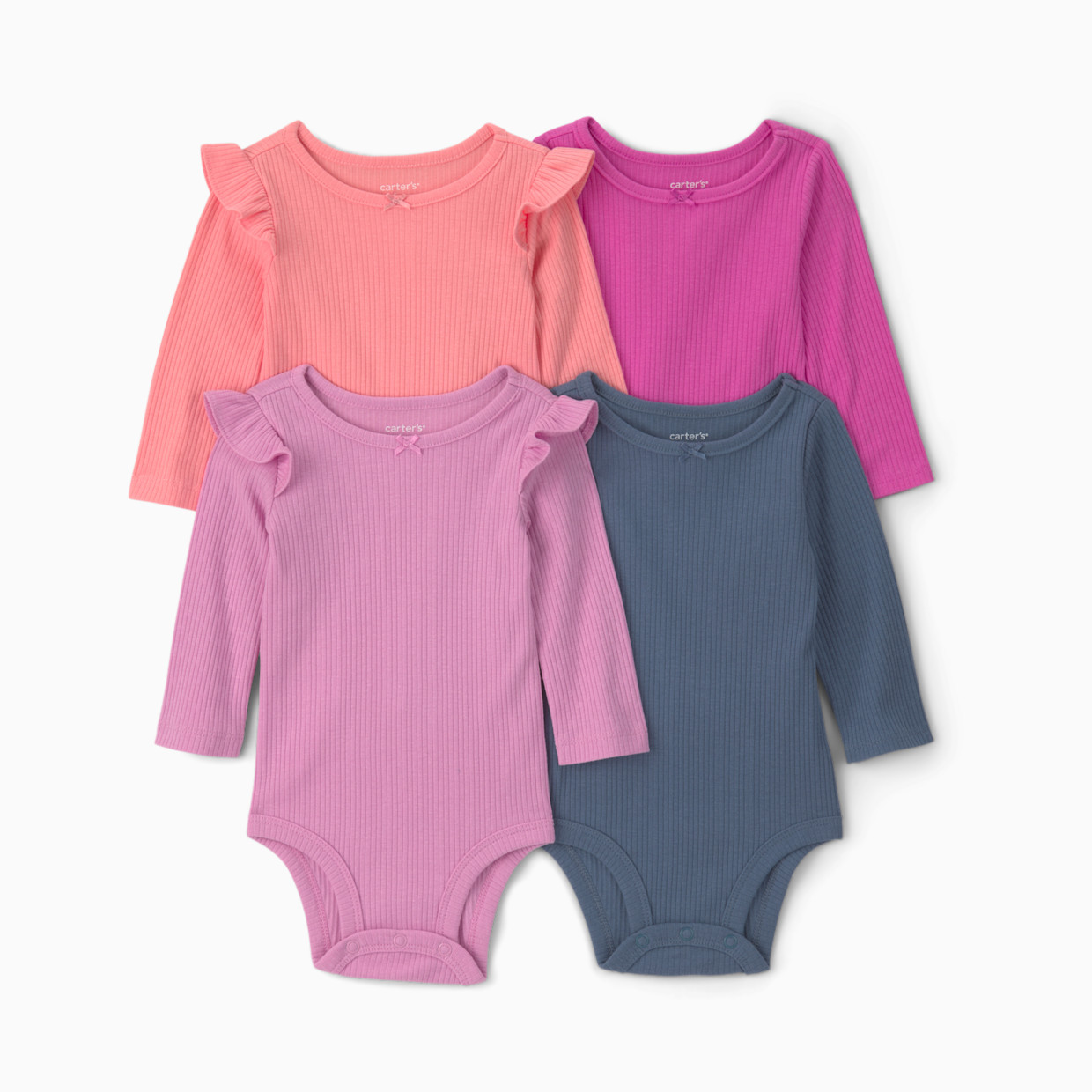 Carter's Long-Sleeve Bodysuits (4 Pack) - Bow, 6M.