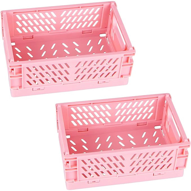 Tixill Mini Foldable Plastic Baskets (2 Pack).
