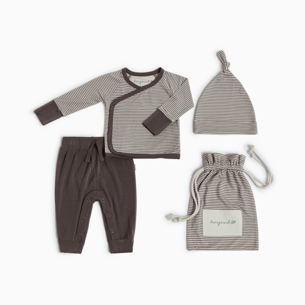 Tiny Kind Bamboo Viscose 3-Piece Newborn Take Me Home Set - Grey, Nb.