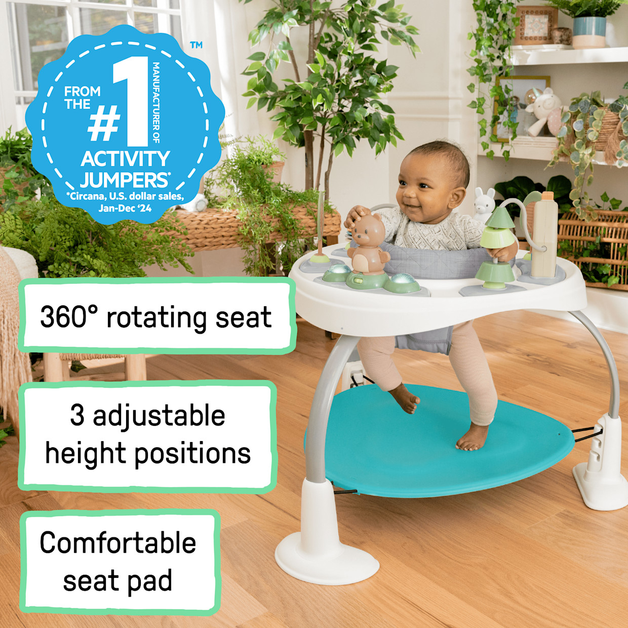 Ingenuity Spring & Sprout 2-in-1 Activity Jumper & Table - First Forest.
