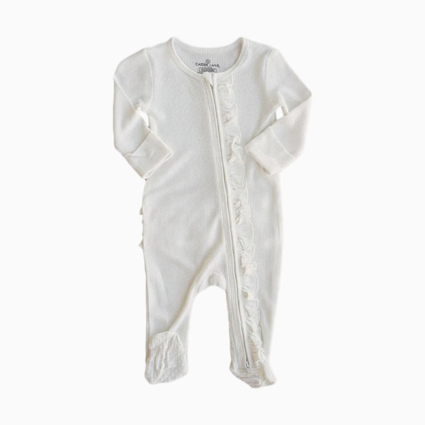 Caden Lane Bamboo Waffle Ruffle Zipper Footie.