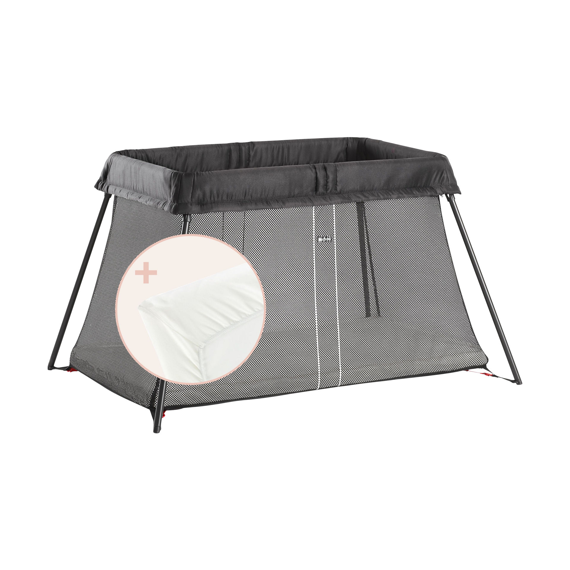 BabyBjörn Travel Crib & Organic Sheet Bundle - Black.