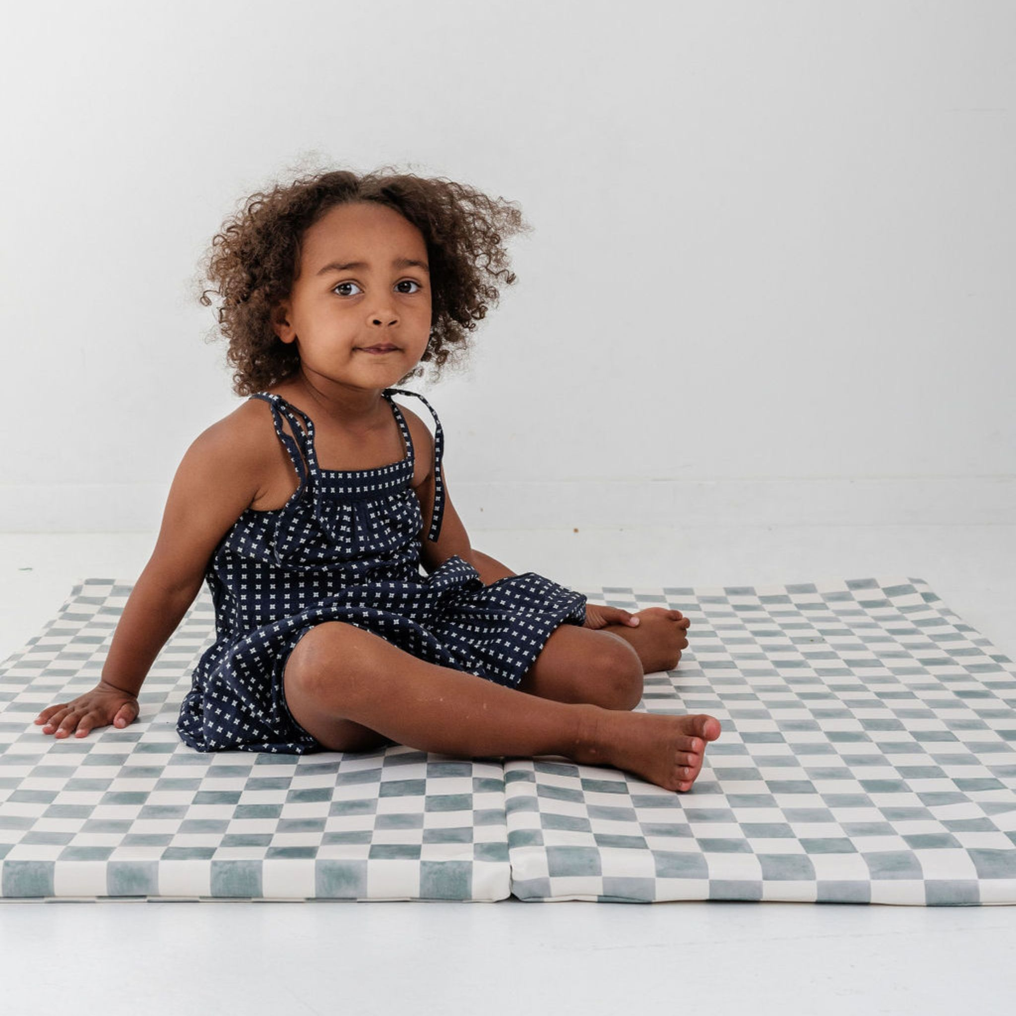 Toki Kids Standard Vegan Leather Play Mat - Checker Matcha.