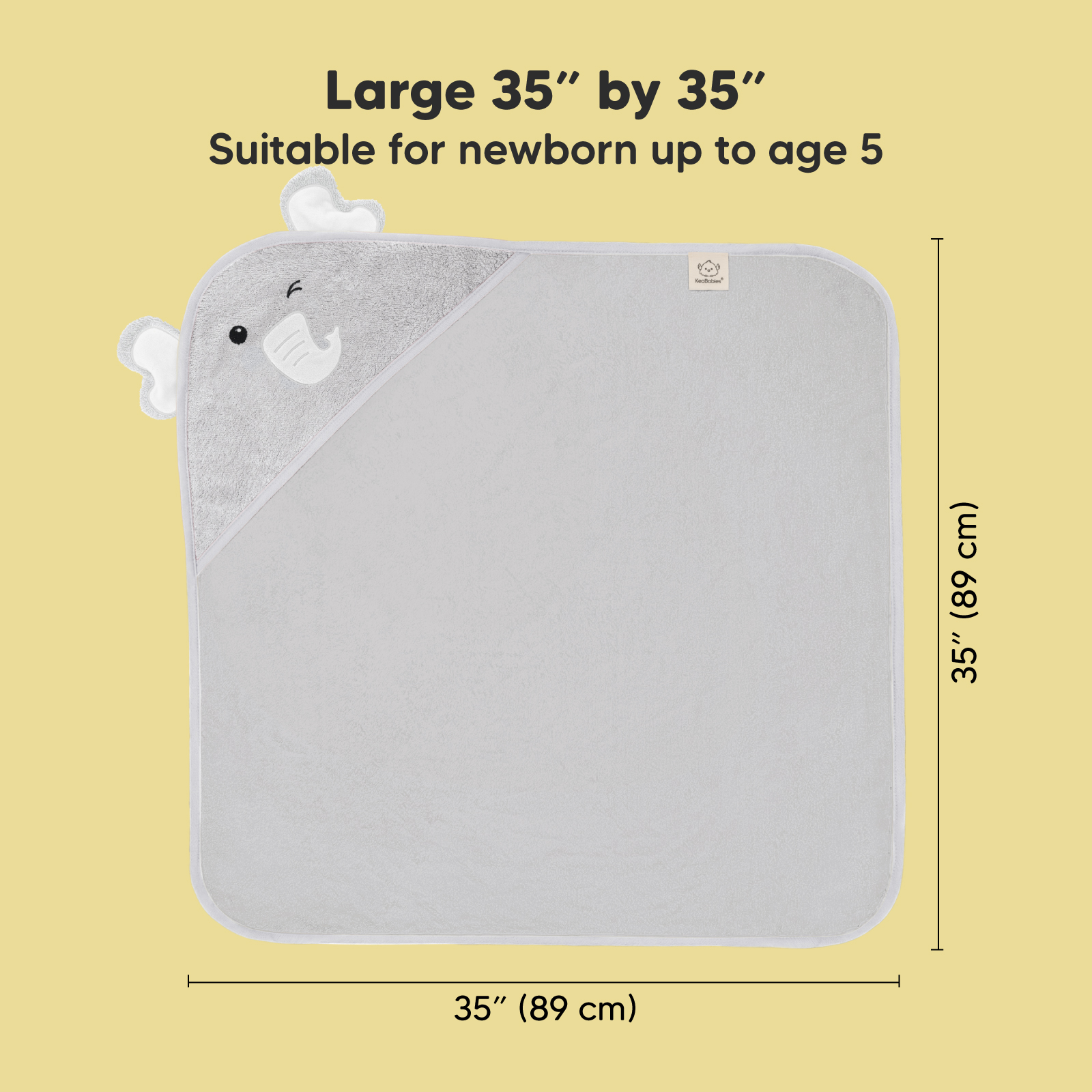 KeaBabies Cuddle Bamboo Viscose Hooded Towel - Elephant.