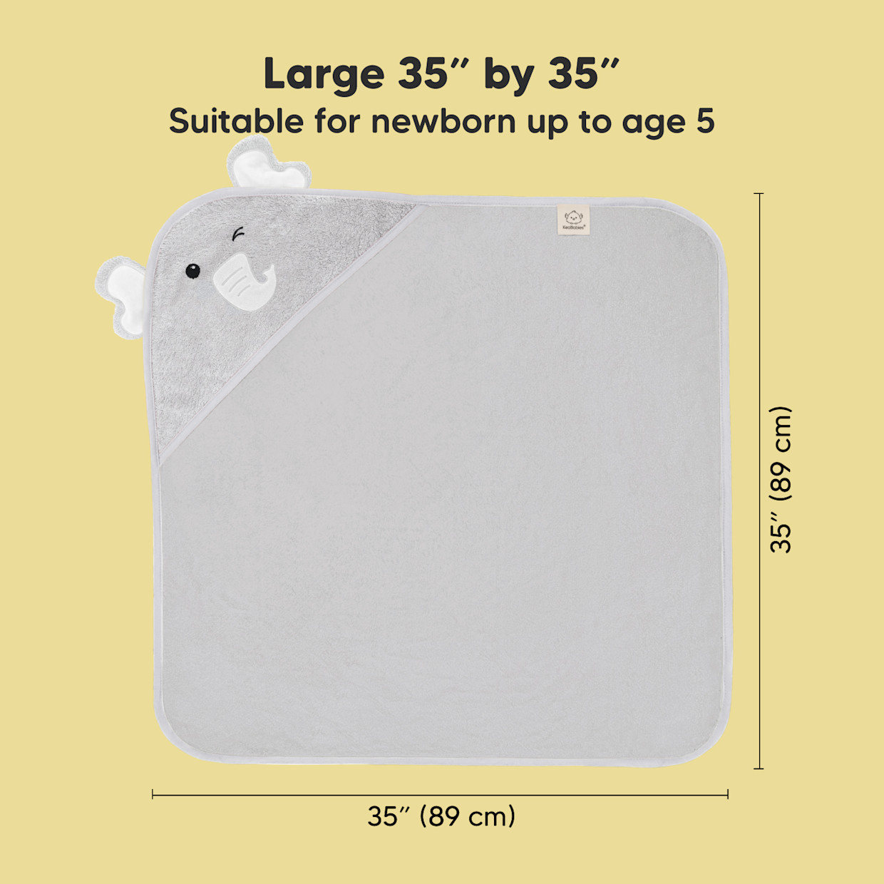 KeaBabies Cuddle Bamboo Viscose Hooded Towel - Elephant.