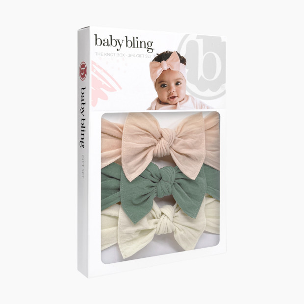 Baby Bling Classic Knot Headband Set (3 pack) - Petal/Sage/Ivory.