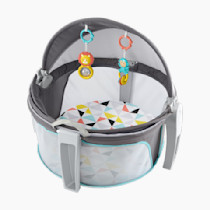 Fisher-Price Portable Bassinet On-The-Go Baby Dome, Travel Play Space with Developmental Newborn Toys & Canopy, Windmill